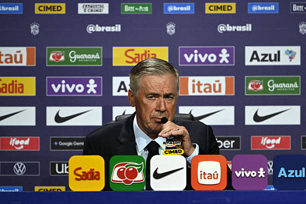 Carlo Ancelotti fala durante um evento para anunciar a convocação do Brasil para a Copa do Mundo FIFA 2026.