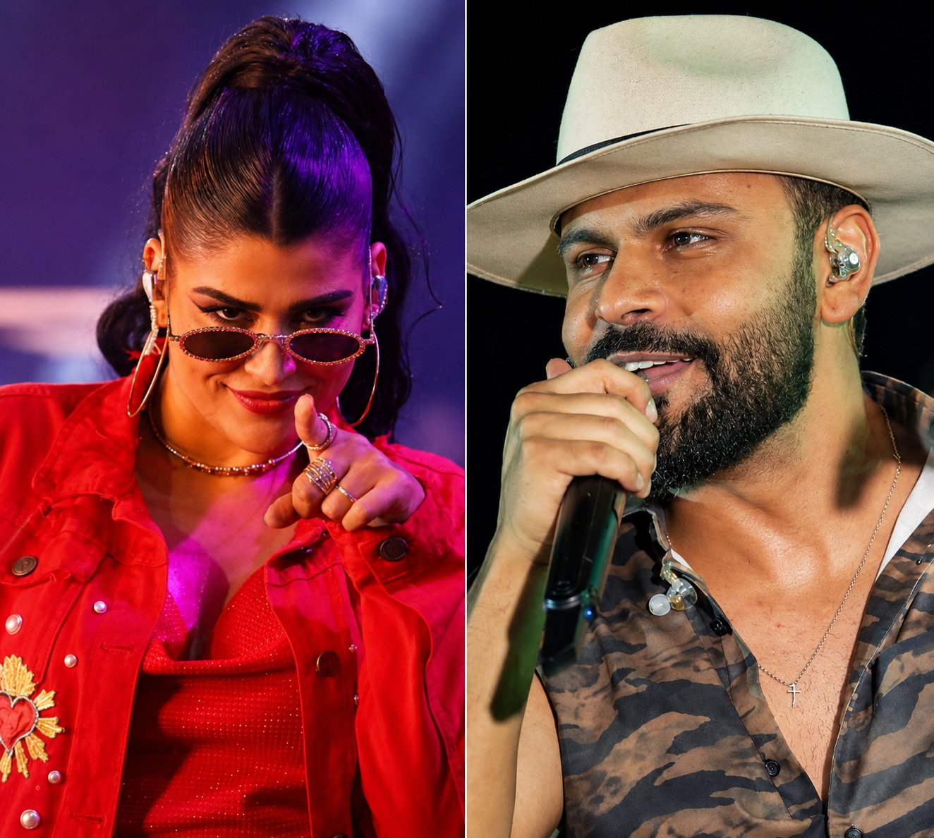 Montagem com imagens de arquivo dos artistas Nanara Bello e Thullio Milionário.